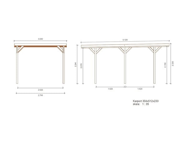 ALTANKA - Carport, abri de voiture  3.04x5.12 m - 15.57 m2 - couverture PVC  - CAR16PVCTR - large