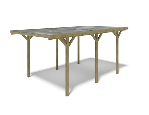 ALTANKA - Carport, abri de voiture  3.04x5.12 m - 15.57 m2 - couverture PVC  - CAR16PVCTR - large