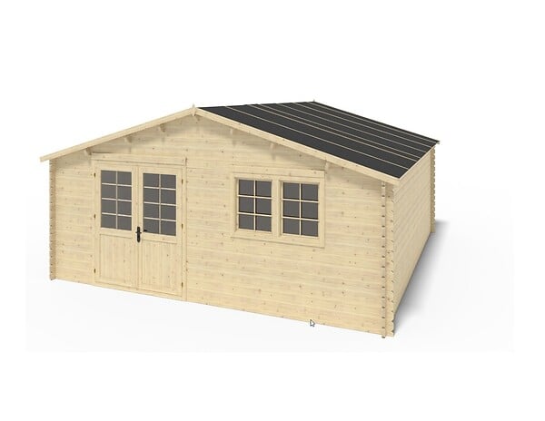 ALTANKA - Abri de jardin en bois - 6x6 m + terrasse avec balustrade et avant-toit en bois - 54 m2 - DOM749+DOM556+DOM558+POD04 - large