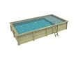 ALTANKA - Piscine hors sol en bois AQUA 8.5 x 4.35 - H.1.45 m avec plage, gris clair, fixations à sceller - BAS7309OSPI2+PLA309 - vignette