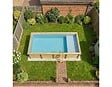 ALTANKA - Piscine hors sol en bois AQUA 8.5 x 4.35 - H.1.45 m avec plage, gris clair, fixations à sceller - BAS7309OSPI2+PLA309 - vignette