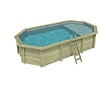 ALTANKA - Piscine hors sol en bois NEMO 7.3 x 3.97 - H.1.45 m avec plage, gris clair, cadre en métal - sans dalle - BAS7305OSPU2+PLA305 - vignette