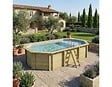 ALTANKA - Piscine hors sol en bois NEMO 7.3 x 3.97 - H.1.45 m avec plage, gris clair, cadre en métal - sans dalle - BAS7305OSPU2+PLA305 - vignette