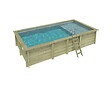 ALTANKA - Piscine hors sol en bois AQUA 7 x 3.75 - H.1.45 m avec plage, gris clair, fixations à sceller - BAS7308OSPI2+PLA308 - vignette