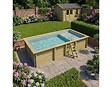 ALTANKA - Piscine hors sol en bois AQUA 7 x 3.75 - H.1.45 m avec plage, gris clair, fixations à sceller - BAS7308OSPI2+PLA308 - vignette
