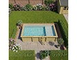 ALTANKA - Piscine hors sol en bois AQUA 7 x 3.75 - H.1.45 m avec plage, gris clair, fixations à sceller - BAS7308OSPI2+PLA308 - vignette