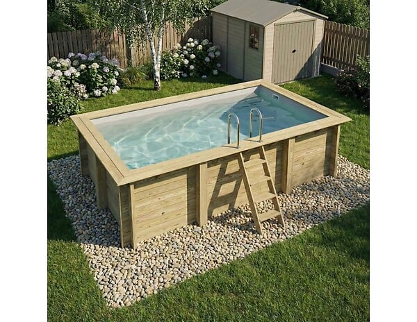 ALTANKA - Piscine hors sol en bois AQUA 4.65 x 2.85 - H.1.24 m, gris clair, fixations à visser - BAS7306OSPL2 - large