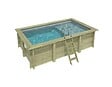 ALTANKA - Piscine hors sol en bois AQUA 4.65 x 2.85 - H.1.24 m avec plage, gris clair, fixations à sceller - BAS7306OSPI2+PLA306 - vignette
