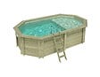 ALTANKA - Piscine hors sol en bois NEMO 5.79 x 3.49 - H.1.45 m avec plage, sable, cadre en métal - sans dalle - BAS7304OSPU3+PLA304 - vignette