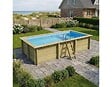 ALTANKA - Piscine hors sol en bois AQUA 6.1 x 2.85 - H.1.31 m avec plage, bleu pâle, fixations à visser - BAS7307OSPL+PLA307 - vignette