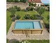 ALTANKA - Piscine hors sol en bois AQUA 6.1 x 2.85 - H.1.31 m avec plage, gris clair, cadre en métal - sans dalle - BAS7307OSPU2+PLA307 - vignette