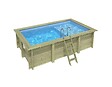 ALTANKA - Piscine hors sol en bois AQUA 4.65 x 2.85 - H.1.24 m avec plage, bleu pâle, cadre en métal - sans dalle - BAS7306OSPU+PLA306 - vignette