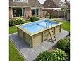 ALTANKA - Piscine hors sol en bois AQUA 4.65 x 2.85 - H.1.24 m avec plage, bleu pâle, cadre en métal - sans dalle - BAS7306OSPU+PLA306 - vignette