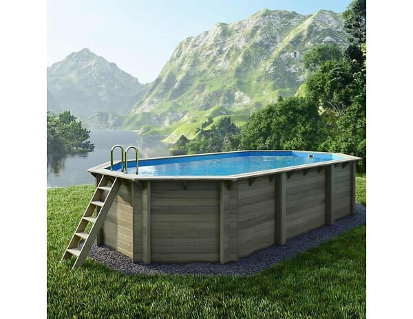 ALTANKA - Piscine hors sol en bois NEMO 7.3 x 3.97 - H.1.45 m, bleu pâle, fixations à visser - BAS7305OSPL - large