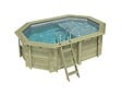 ALTANKA - Piscine hors sol en bois NEMO 4.3 x 3 - H.1.18 m avec plage, gris clair, cadre en métal - sans dalle - BAS7302OSPU2+PLA302 - vignette