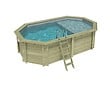 ALTANKA - Piscine hors sol en bois NEMO 5.79 x 3.49 - H.1.45 m avec plage, gris clair, fixations à visser - BAS7304OSPL2+PLA304 - vignette