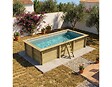 ALTANKA - Piscine hors sol en bois AQUA 6.1 x 2.85 - H.1.31 m, gris clair, fixations à visser - BAS7307OSPL2 - vignette