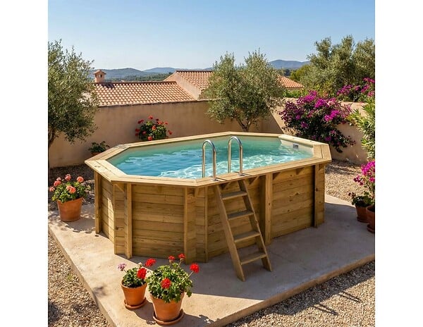 ALTANKA - Piscine hors sol en bois NEMO 4.3 x 3 - H.1.18 m, sable, fixations à sceller - BAS7302OSPI3 - large