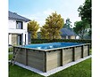 ALTANKA - Piscine hors sol en bois AQUA 8.5 x 4.35 - H.1.45 m, bleu pâle, fixations à sceller - BAS7309OSPI - vignette