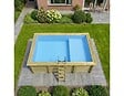 ALTANKA - Piscine hors sol en bois AQUA 4.65 x 2.85 - H.1.24 m avec plage, bleu pâle, fixations à sceller - BAS7306OSPI+PLA306 - vignette