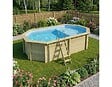ALTANKA - Piscine hors sol en bois NEMO 5.79 x 3.49 - H.1.45 m avec plage, bleu pâle, fixations à sceller - BAS7304OSPI+PLA304 - vignette
