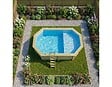 ALTANKA - Piscine hors sol en bois NEMO 5.79 x 3.49 - H.1.45 m avec plage, bleu pâle, fixations à sceller - BAS7304OSPI+PLA304 - vignette