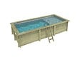 ALTANKA - Piscine hors sol en bois AQUA 6.1 x 2.85 - H.1.31 m avec plage, gris clair, fixations à sceller - BAS7307OSPI2+PLA307 - vignette