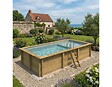 ALTANKA - Piscine hors sol en bois AQUA 6.1 x 2.85 - H.1.31 m avec plage, gris clair, fixations à sceller - BAS7307OSPI2+PLA307 - vignette