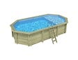 ALTANKA - Piscine hors sol en bois NEMO 7.3 x 3.97 - H.1.45 m avec plage, bleu pâle, cadre en métal - sans dalle - BAS7305OSPU+PLA305 - vignette