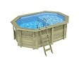ALTANKA - Piscine hors sol en bois NEMO 4.3 x 3 - H.1.31 m avec plage, bleu pâle, fixations à sceller - BAS7303OSPI+PLA303 - vignette
