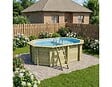 ALTANKA - Piscine hors sol en bois NEMO 4.3 x 3 - H.1.31 m avec plage, bleu pâle, fixations à sceller - BAS7303OSPI+PLA303 - vignette