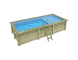 ALTANKA - Piscine hors sol en bois AQUA 6.1 x 2.85 - H.1.31 m avec plage, bleu pâle, cadre en métal - sans dalle - BAS7307OSPU+PLA307 - vignette