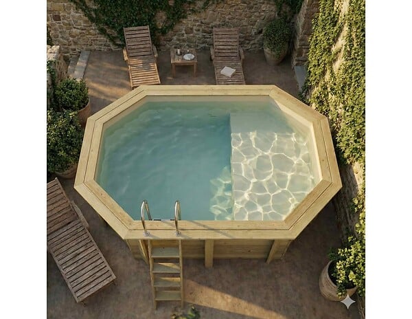 ALTANKA - Piscine hors sol en bois NEMO 4.3 x 3 - H.1.31 m avec plage, sable, cadre en métal - sans dalle - BAS7303OSPU3+PLA303 - large