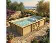 ALTANKA - Piscine hors sol en bois AQUA 6.1 x 2.85 - H.1.31 m avec plage, sable, cadre en métal - sans dalle - BAS7307OSPU3+PLA307 - vignette