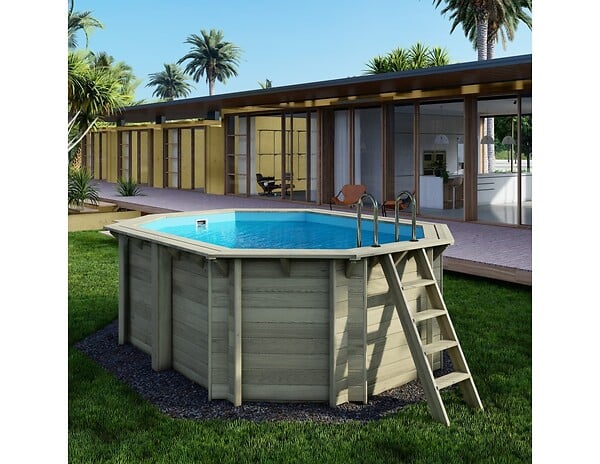 ALTANKA - Piscine hors sol en bois NEMO 4.3 x 3 - H.1.31 m, bleu pâle, fixations à visser - BAS7303OSPL - large