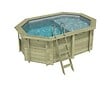 ALTANKA - Piscine hors sol en bois NEMO 4.3 x 3 - H.1.31 m avec plage, gris clair, fixations à sceller - BAS7303OSPI2+PLA303 - vignette