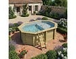ALTANKA - Piscine hors sol en bois NEMO 4.3 x 3 - H.1.31 m avec plage, gris clair, fixations à sceller - BAS7303OSPI2+PLA303 - vignette