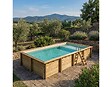 ALTANKA - Piscine hors sol en bois AQUA 8.5 x 4.35 - H.1.45 m avec plage, sable, cadre en métal - sans dalle - BAS7309OSPU3+PLA309 - vignette