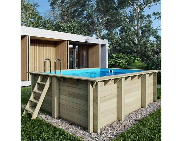ALTANKA - Piscine hors sol en bois AQUA 4.65x2.85 - H.1.24 m cadre en métal, sans dalle béton - BAS7306OSPU - large
