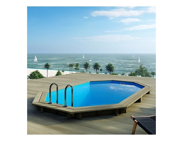 ALTANKA - Piscine hors sol en bois NEMO 4.3 x 3 - H.1.31 m, bleu pâle, cadre en métal - sans dalle - BAS7303OSPU - large