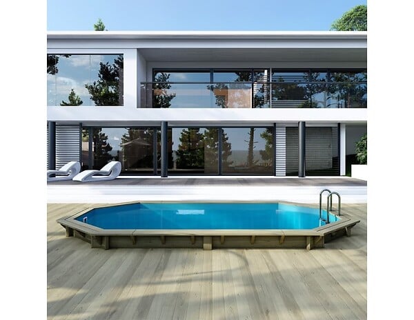 ALTANKA - Piscine hors sol en bois NEMO 5.79 x 3.49 - H.1.45 m, bleu pâle, fixations à sceller - BAS7304OSPI - large