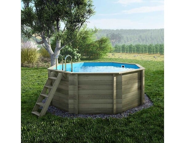 ALTANKA - Piscine hors sol en bois CORAL 3.25 x 3.25 - H.1.18 m, bleu pâle, autoportante - sans dalle - BAS7301OSP - large