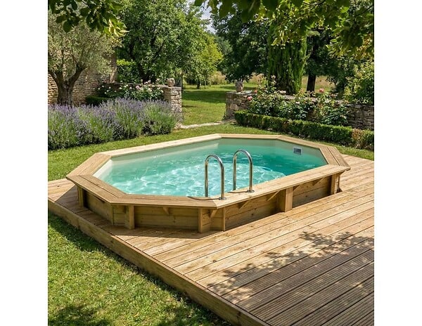 ALTANKA - Piscine hors sol en bois NEMO 4.3 x 3 - H.1.18 m, sable, cadre en métal - sans dalle - BAS7302OSPU3 - large