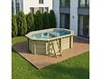 ALTANKA - Piscine hors sol en bois NEMO 4.3 x 3 - H.1.18 m avec plage, gris clair, fixations à sceller - BAS7302OSPI2+PLA302 - vignette