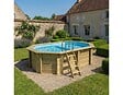 ALTANKA - Piscine hors sol en bois NEMO 4.3 x 3 - H.1.18 m avec plage, bleu pâle, fixations à sceller - BAS7302OSPI+PLA302 - vignette