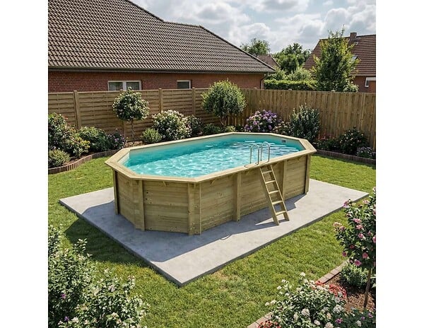 ALTANKA - Piscine hors sol en bois NEMO 7.3 x 3.97 - H.1.45 m, sable, fixations à visser - BAS7305OSPL3 - large
