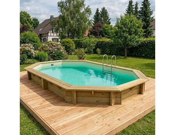 ALTANKA - Piscine hors sol en bois NEMO 7.3 x 3.97 - H.1.45 m, sable, fixations à visser - BAS7305OSPL3 - large