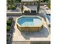 ALTANKA - Piscine hors sol en bois NEMO 5.79 x 3.49 - H.1.45 m avec plage, gris clair, cadre en métal - sans dalle - BAS7304OSPU2+PLA304 - vignette