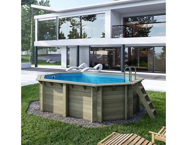 ALTANKA - Piscine hors sol en bois NEMO 4.3 x 3 - H.1.18 m, bleu pâle, cadre en métal - sans dalle - BAS7302OSPU - large