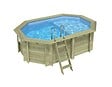ALTANKA - Piscine hors sol en bois NEMO 4.3 x 3 - H.1.18 m avec plage, bleu pâle, cadre en métal - sans dalle - BAS7302OSPU+PLA302 - vignette